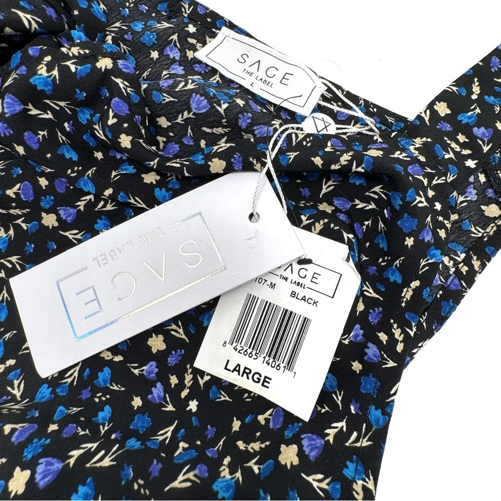 Sage the Label Women's Blue Floral Cropped Tank Top Waiting For You Size Large - Picture 5 of 6